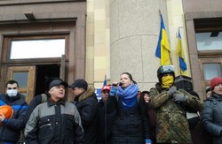 Брифінг представників Євромайдану в приміщенні  Харківської  обласної адміністрації