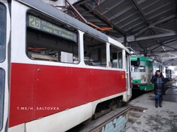 У Салтівському трамвайному депо Харкова в результаті бойових дій знищено музейний трамвай (ФОТО)